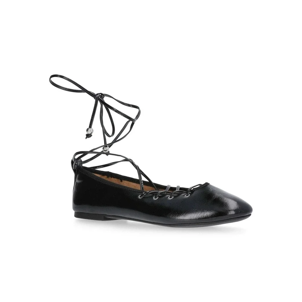 No Boundaries Ballet Flats Dress Black Lace Up Ankle‎ Wrap Womens Shoes Size 9.5